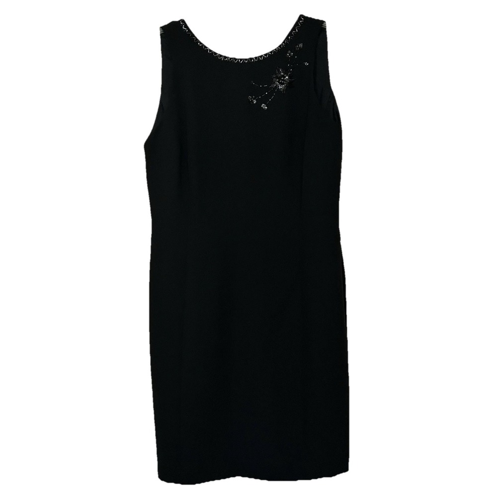Liz Claiborne Women's Black Dress Size 12P Lined Sleeveless Zip Back